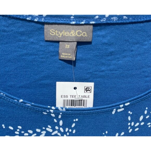 Style & Co Sz 3X Blue Long Sleeve Top 3X Dotted Blue - Picture 5 of 8